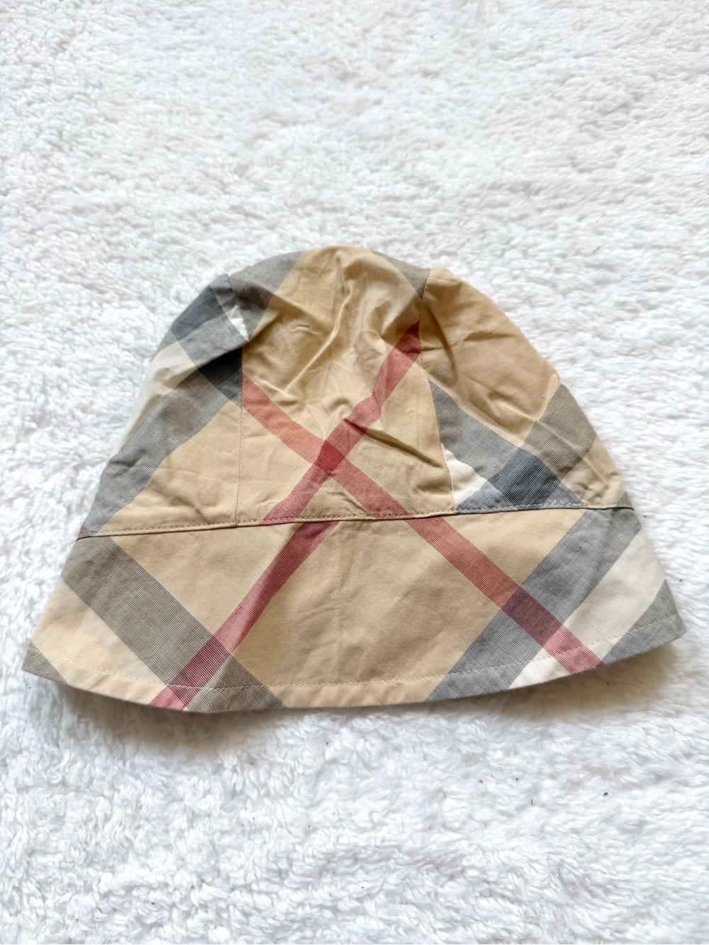 Burberry baby Bucket hat nova check logo unisex boy girl Beige Cotton 0-12m
